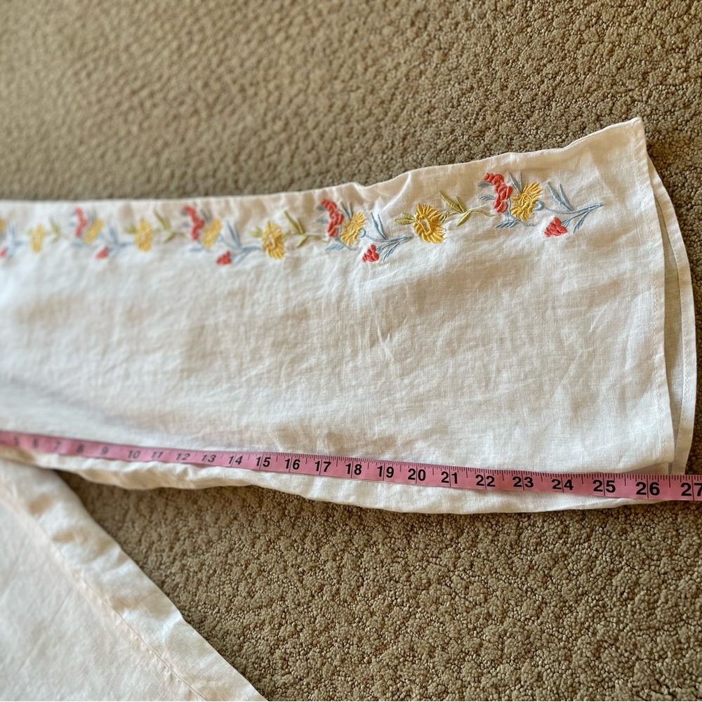 Calypso St. Barth embroidered white 100% linen pants - Picture 8 of 11